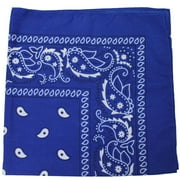 Pack of 132 Paisley Cotton Bandanas - Bulk Lot (Royal Blue)